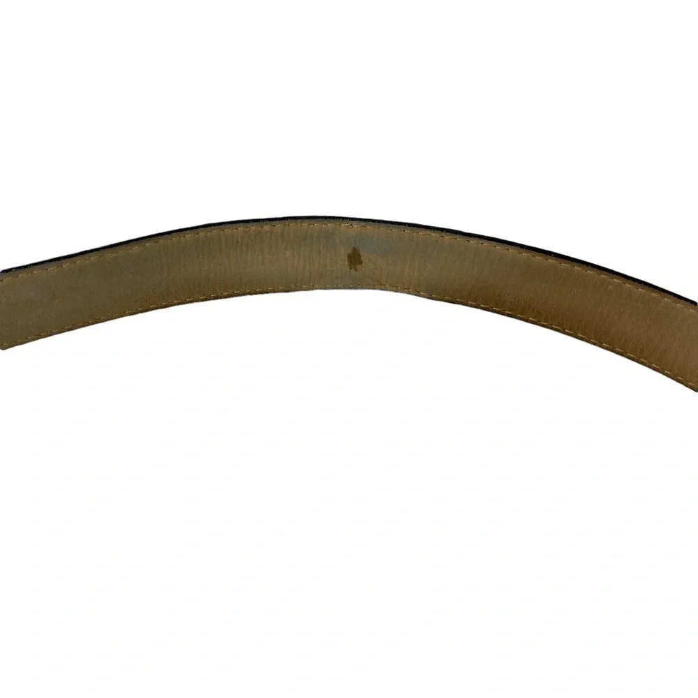 Brighton Black Leather Embossed Belt Silver Buckle‎